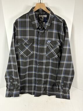Dixxon Tradesman Flannel Shirt Men’s 2XL Black Blue Plaid Button Up Workwear